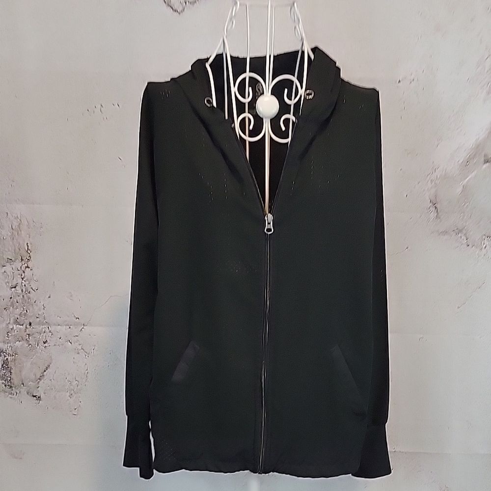 Adrienne Vittadini Black Zip-Up athletic hoodie Jacket Women's Size S